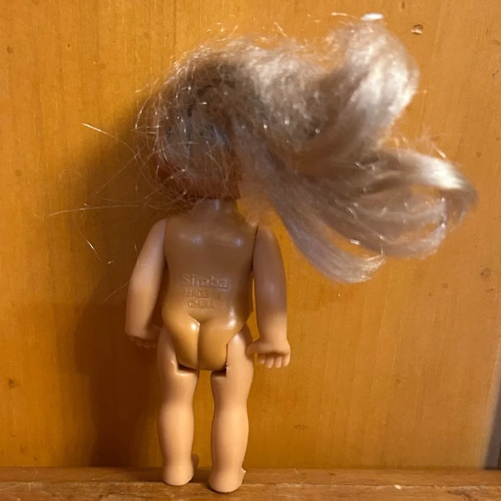 Girl Doll made by Simba 4.5” Long Blonde Hair Ponytail No clothes accessories.